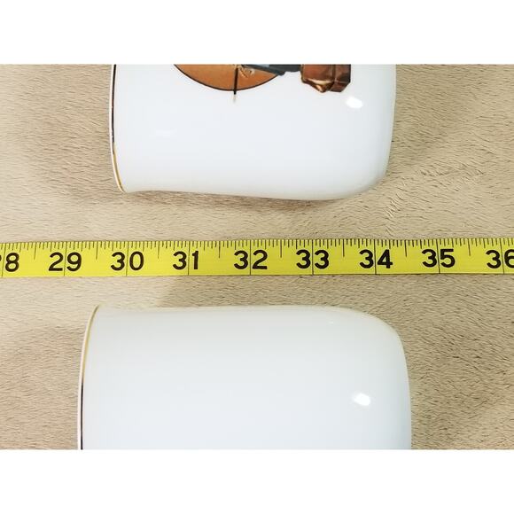 Norman Rockwell Coffee Mug Tea Cup 1981 Gold Trim 4 1/4" Drinkware 10oz x2 - Picture 12 of 12